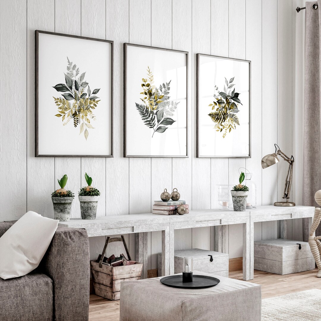 Botanical Illustration, Home Decor Wall Art, Set of 3 Prints, Living ...