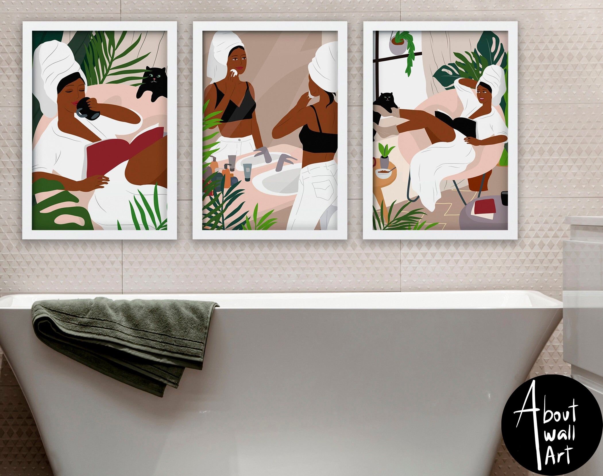 Bathroom wall decor bathroom decor Set x 3 Prints bathroom | Etsy