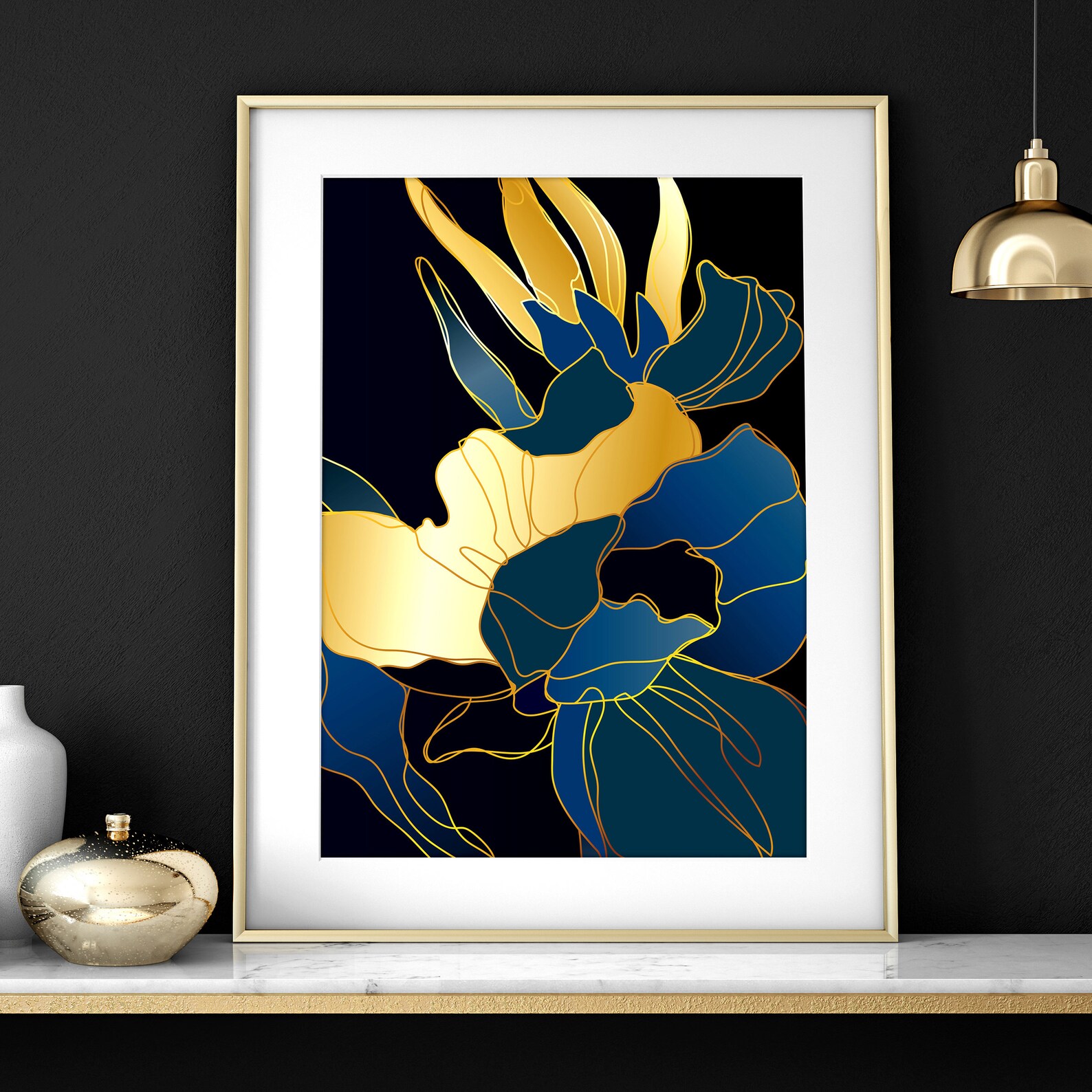 Teal Gold Modern Botanical Set of 3 Framed Wall Art Prints for - Etsy