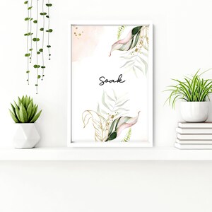 Bathroom decor wall art prints with frames, Botanical Shabby Chic 3 piece wall art prints, Sage green French Country Spa Decor wall art