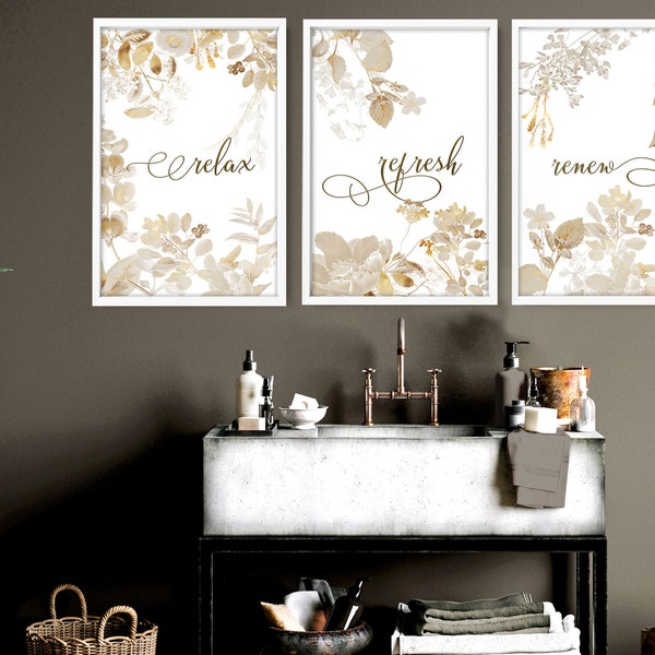 Gold Bathroom Wall Decor Etsy