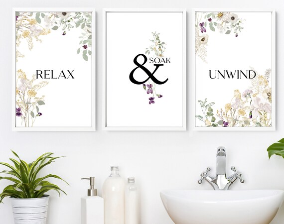 Farmhouse framed set of 3 wall art prints for home decor bathroom, Rustic Country wall prints for Toilet Spa wall home Decor, Cottage core