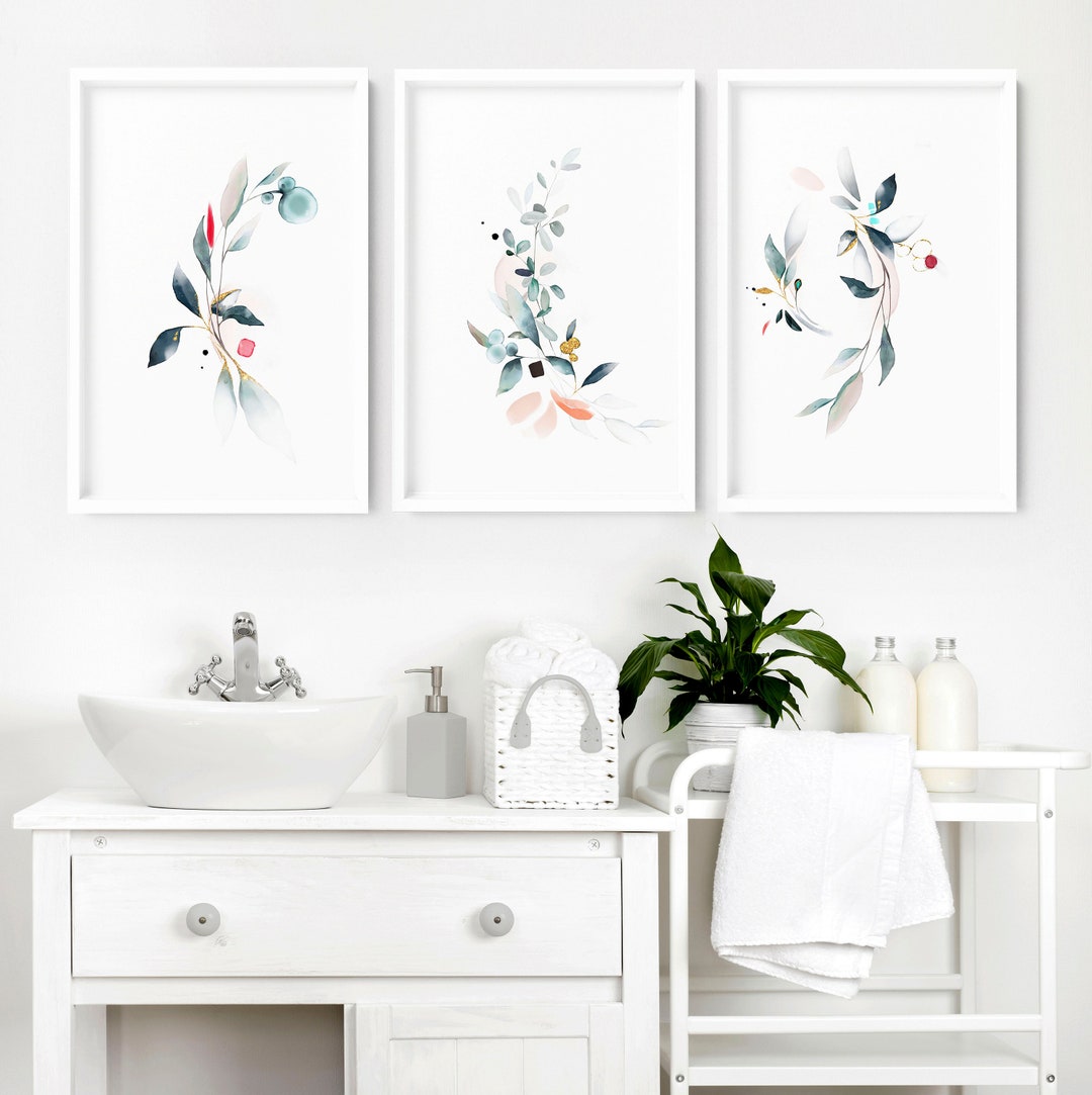 Spa Bathroom Art, Botanical Bathroom, Plant Print Set of 3, Bohemian Decor, Relaxation Gifts ...