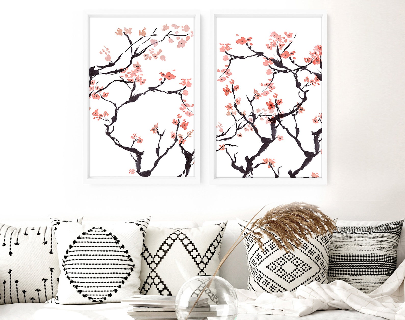Home Decor Wall Hanging Japandi Cherry Blossom Home Decor Etsy