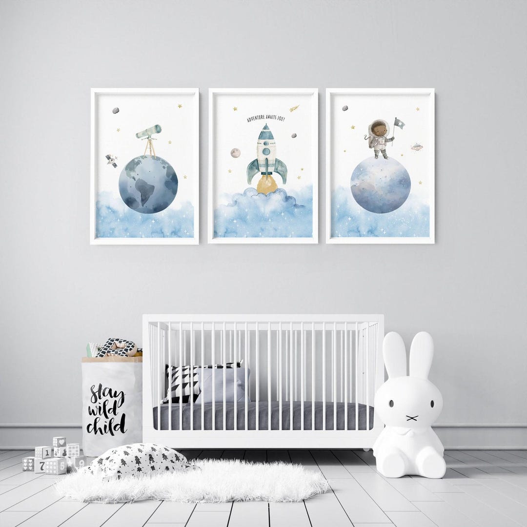 Boy Nursery Decor, Space Theme Baby Room Decor for Boys, Nursery Wall ...