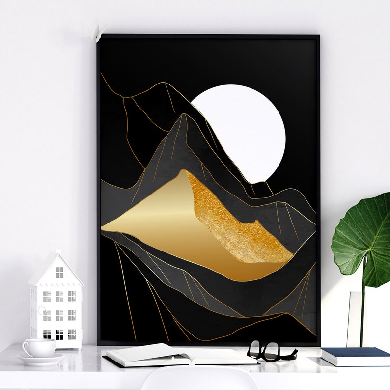 Landscape Mural Trendy Nordic Framed Wall Art 3 Piece Set Etsy