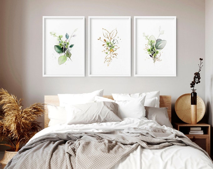 Calm Horizontal Set of 3 Framed Wall Art Prints for Relaxing Bedroom ...