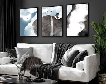 Zen Wall Art Framed 3 Piece Set, Extra Large Triptych Japanese