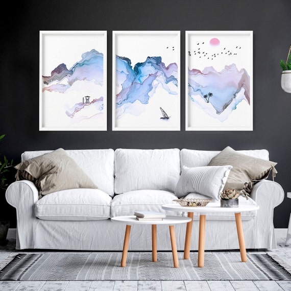 Beach Decor, Coastal Wall Art set of 3, California Coast Print Decorations, Beach Lover Gift, Surf Wall Art, Surf Lover Gift