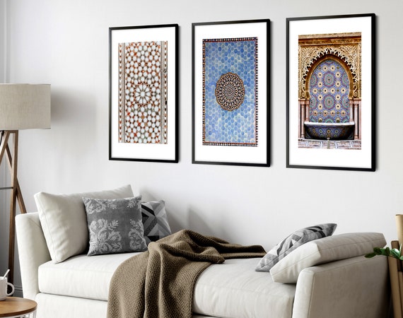 Islamic Framed 3 piece wall art prints Set for Ramadan Decoration, Arabic Calligraphy Art for Eid Mubarak decoration, Islamic Wedding Gift