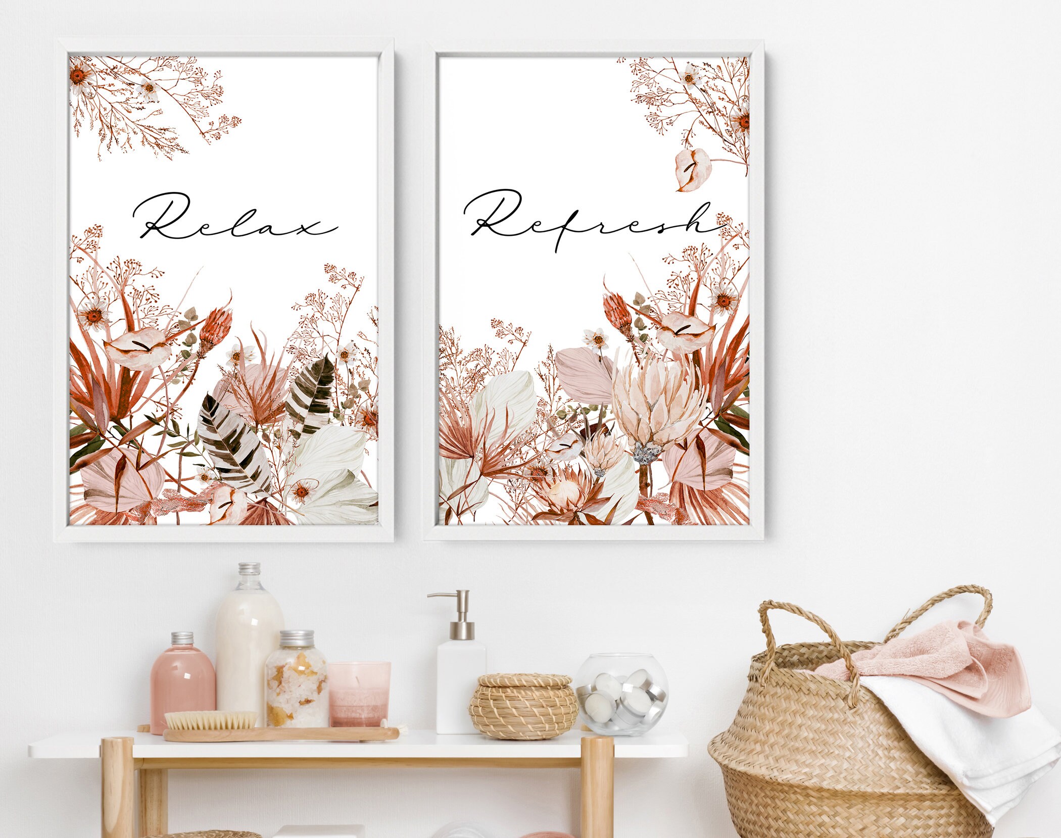 Spa Bathroom Art Botanical Bathroom Plant Print Set of 2 | Etsy