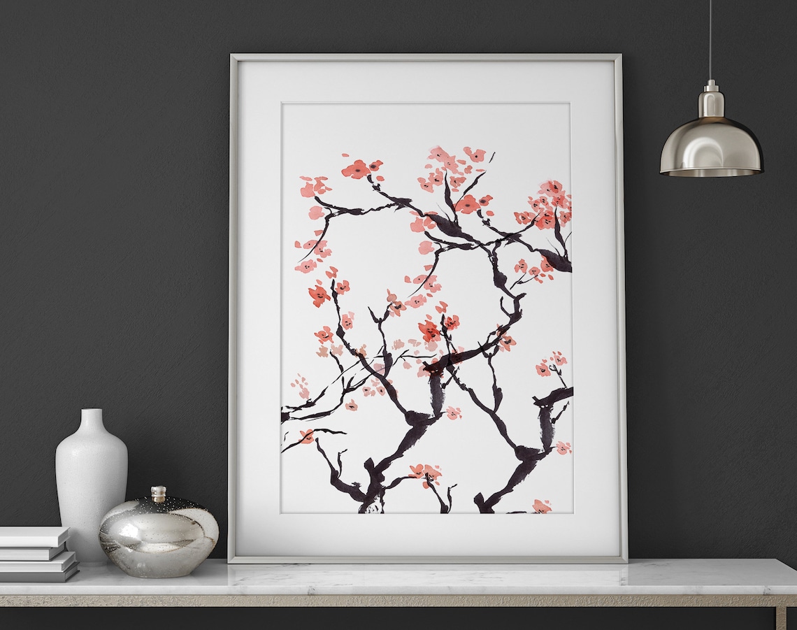 Home Decor Wall hanging Japandi Cherry Blossom Home Decor Etsy