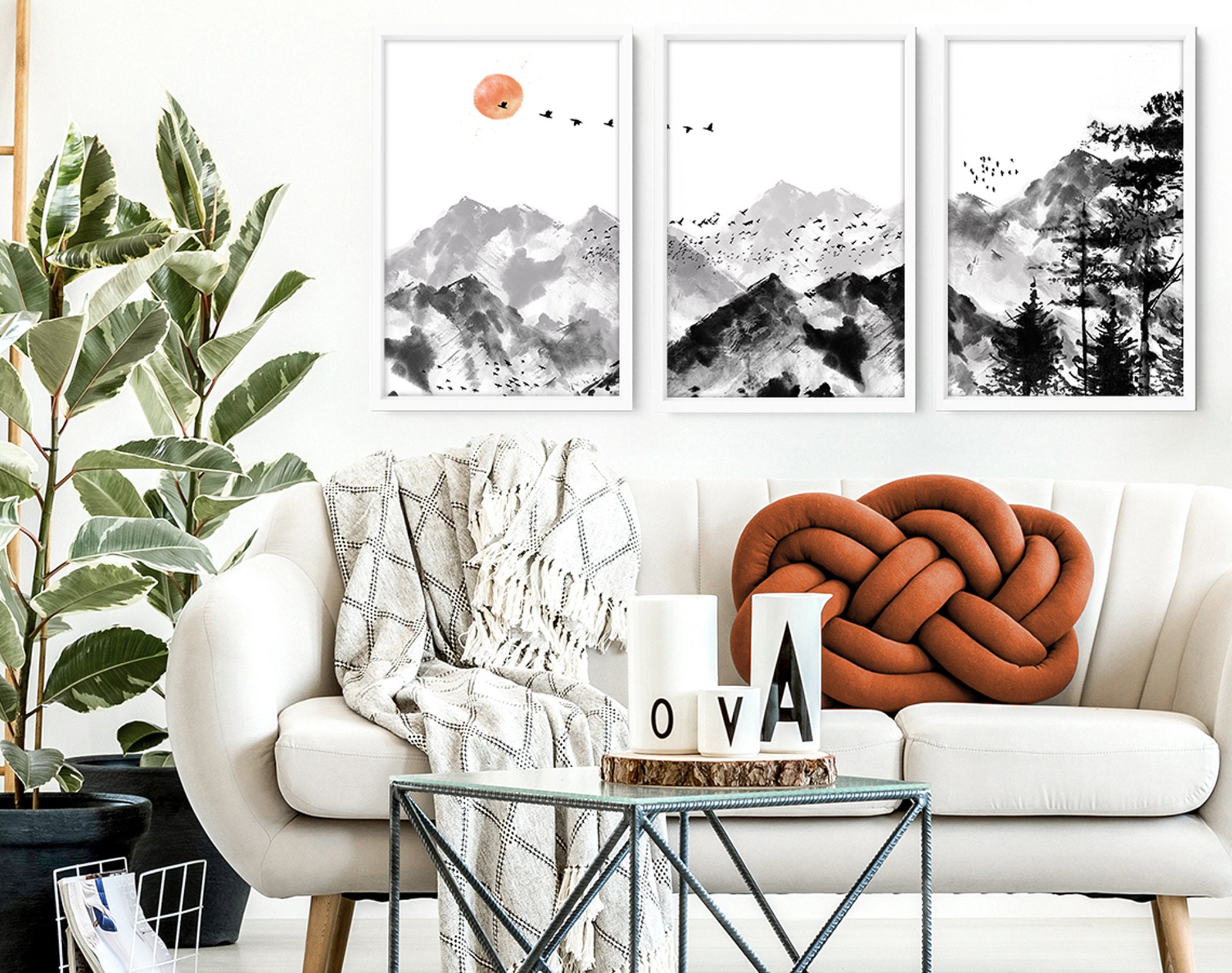 Wall Decor Living Room Japanese Decor Set of 3 Wall Art | Etsy