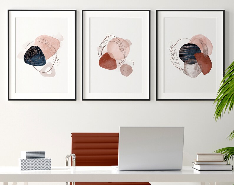 Masculine 3 Piece Wall Art for a Maximalist Home Office Desk - Etsy