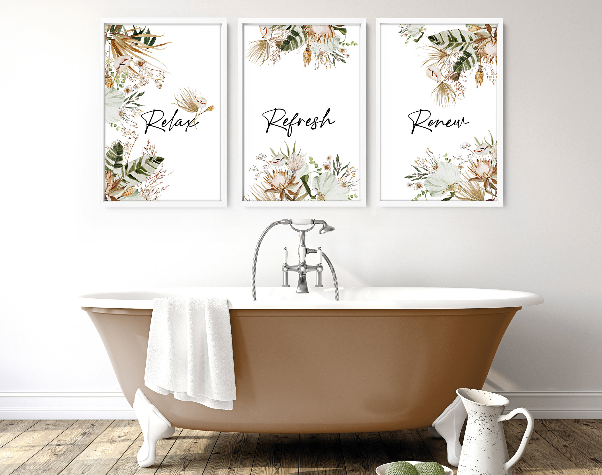 Home Decor Bathroom Art Prints Set of 3 Botanical Tropical - Etsy UK