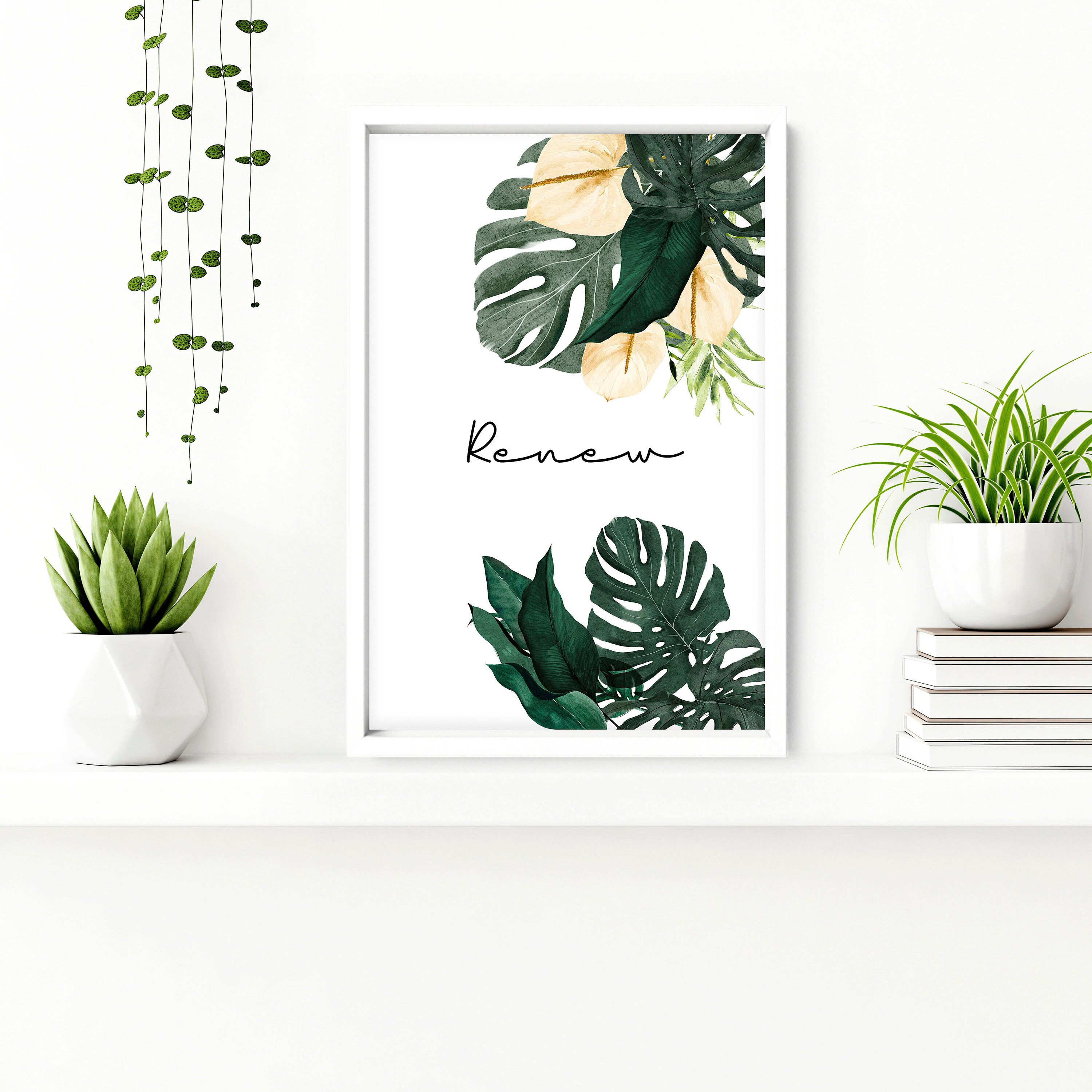 Botanical Framed Set of 3 Wall Art Prints for a Tropical Home Decor ...