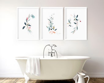 Spa Bathroom Decor, Bathroom wall decor, Botanical bathroom art, Bathroom prints Set of 3, Spa Decor, Boho Chic Wall Art, Self care gift