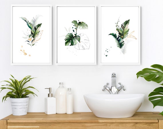 Spa Bathroom decor, Bathroom wall decor, Botanical bathroom art, Bathroom prints Set of 3 , Spa Decor, Boho Chic Wall Art, Self care gift