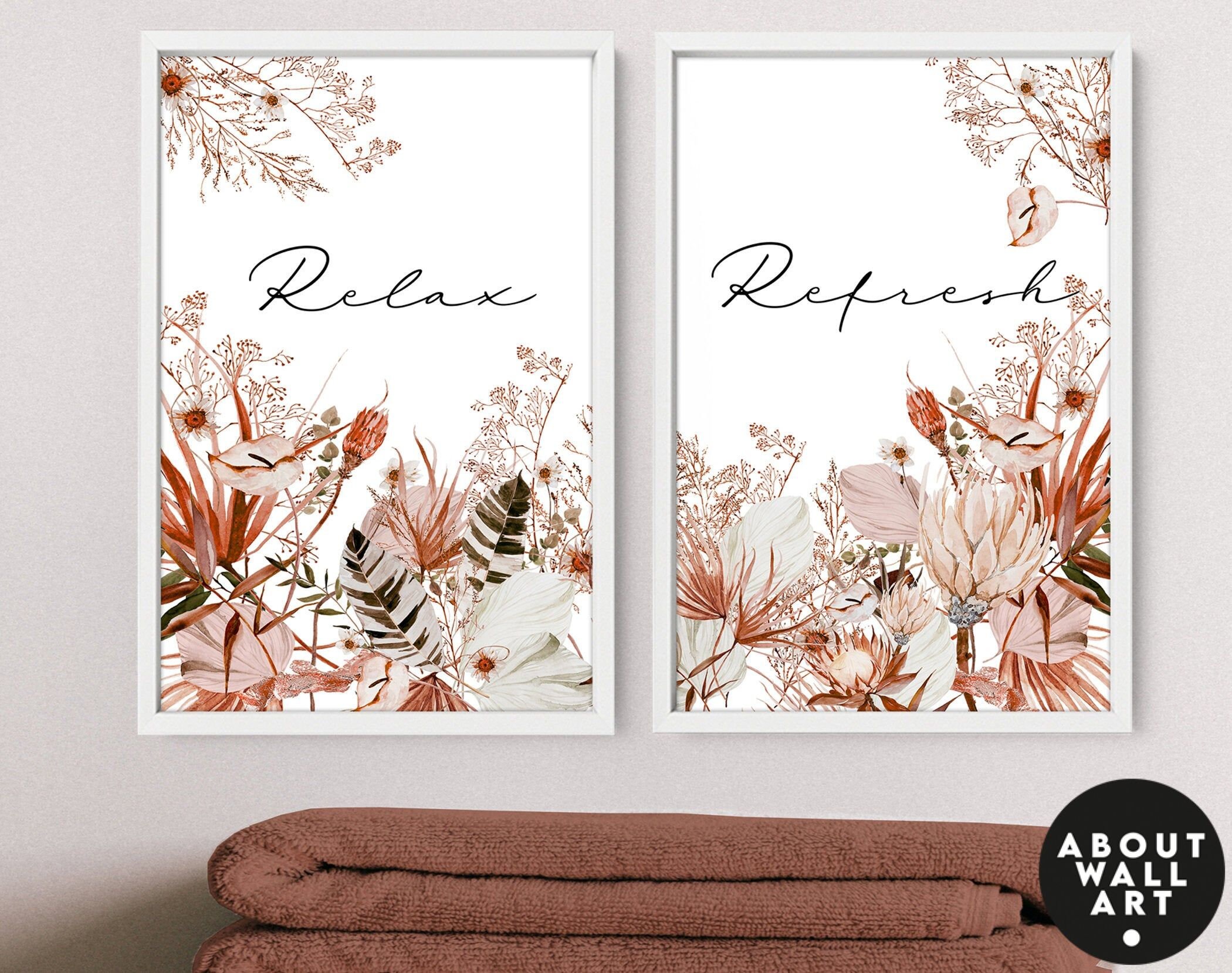 Spa Bathroom Art Botanical Bathroom Plant Print Set of 2 | Etsy