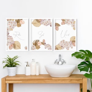 Women Bathroom Art Prints, Plant Prints, Relax Sign Bathroom, Spa Bathroom Decor, Quotes Print Set of 3, Tropical Prints, Botanical Bathroom