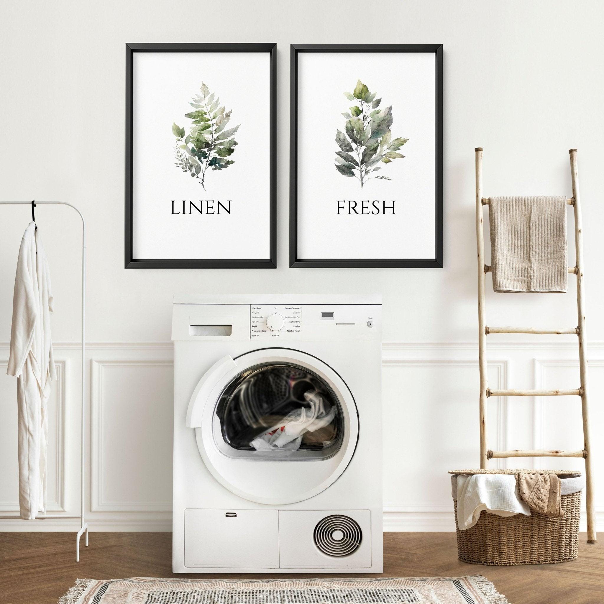 Laundry room Home Decor set of 2 framed wall art prints