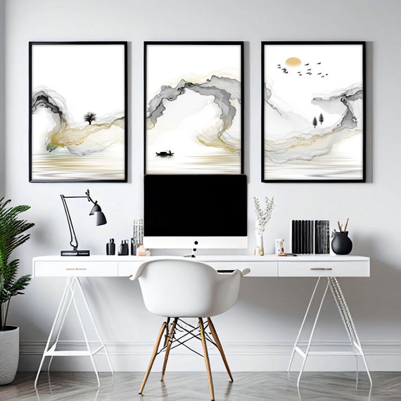 Trendy Zen Calming Office Decor for Men Set of 3 Framed Panel - Etsy