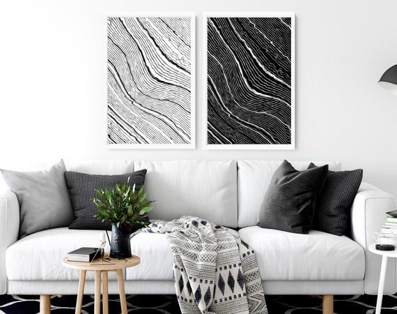 Minimalist abstract wall art decor for living room set of 2 art prints, framed wall art for minimalist office decor, large wall art gallery