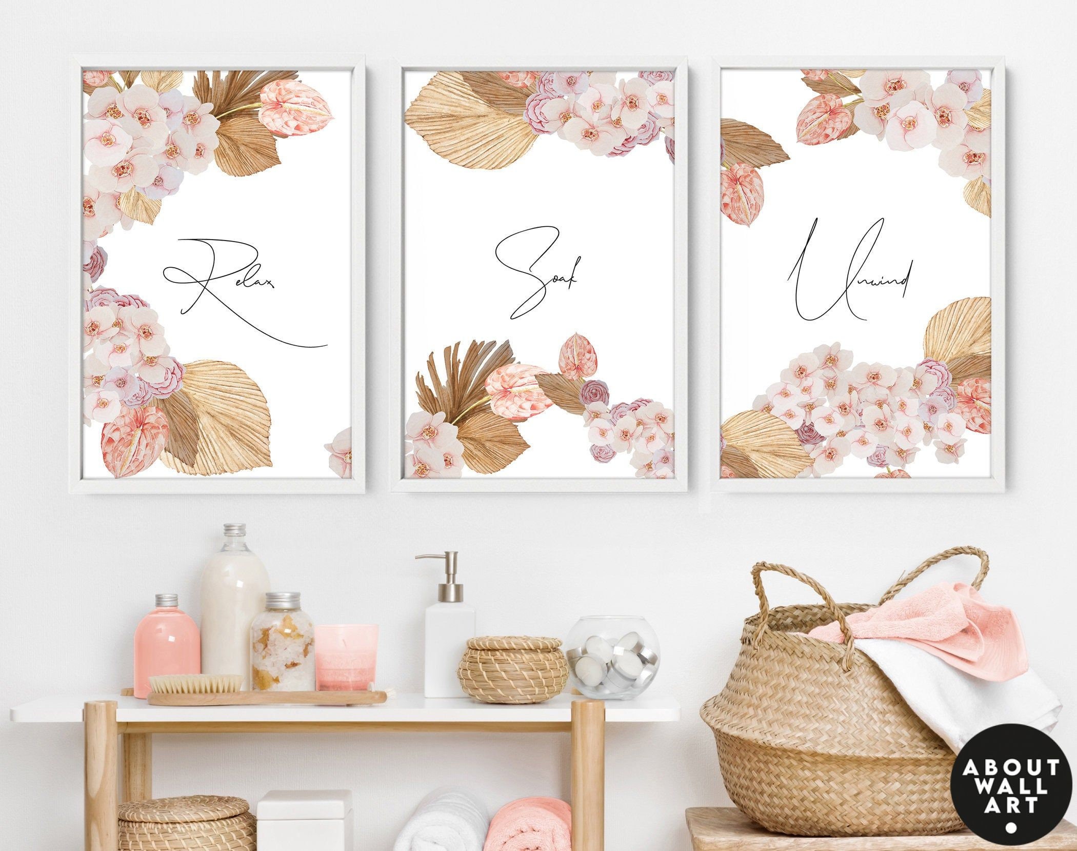 Spa Bathroom Art Botanical Bathroom Plant Print Set of 3 | Etsy