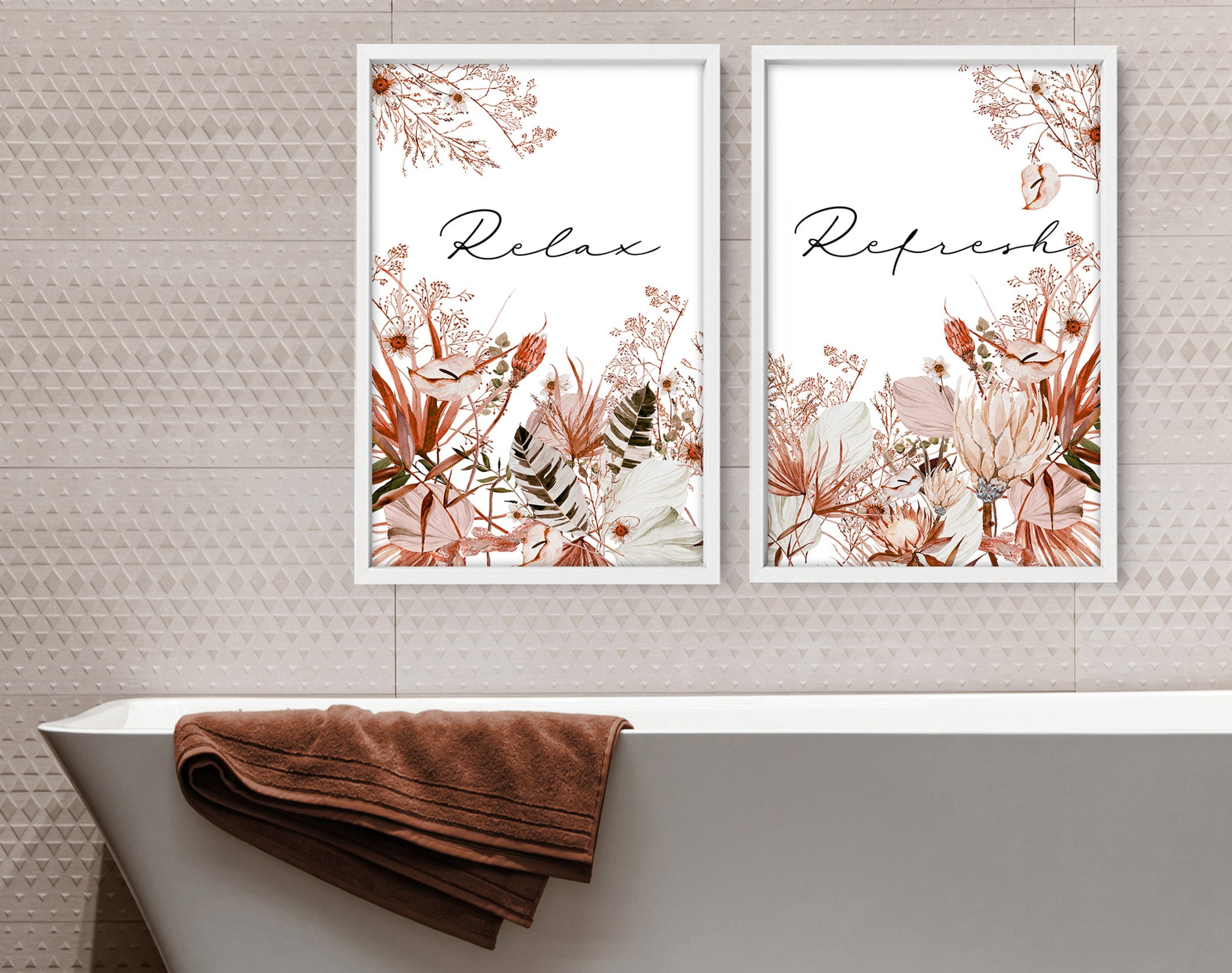 Home Decor Bathroom art prints set of 2 Botanical Tropical Etsy