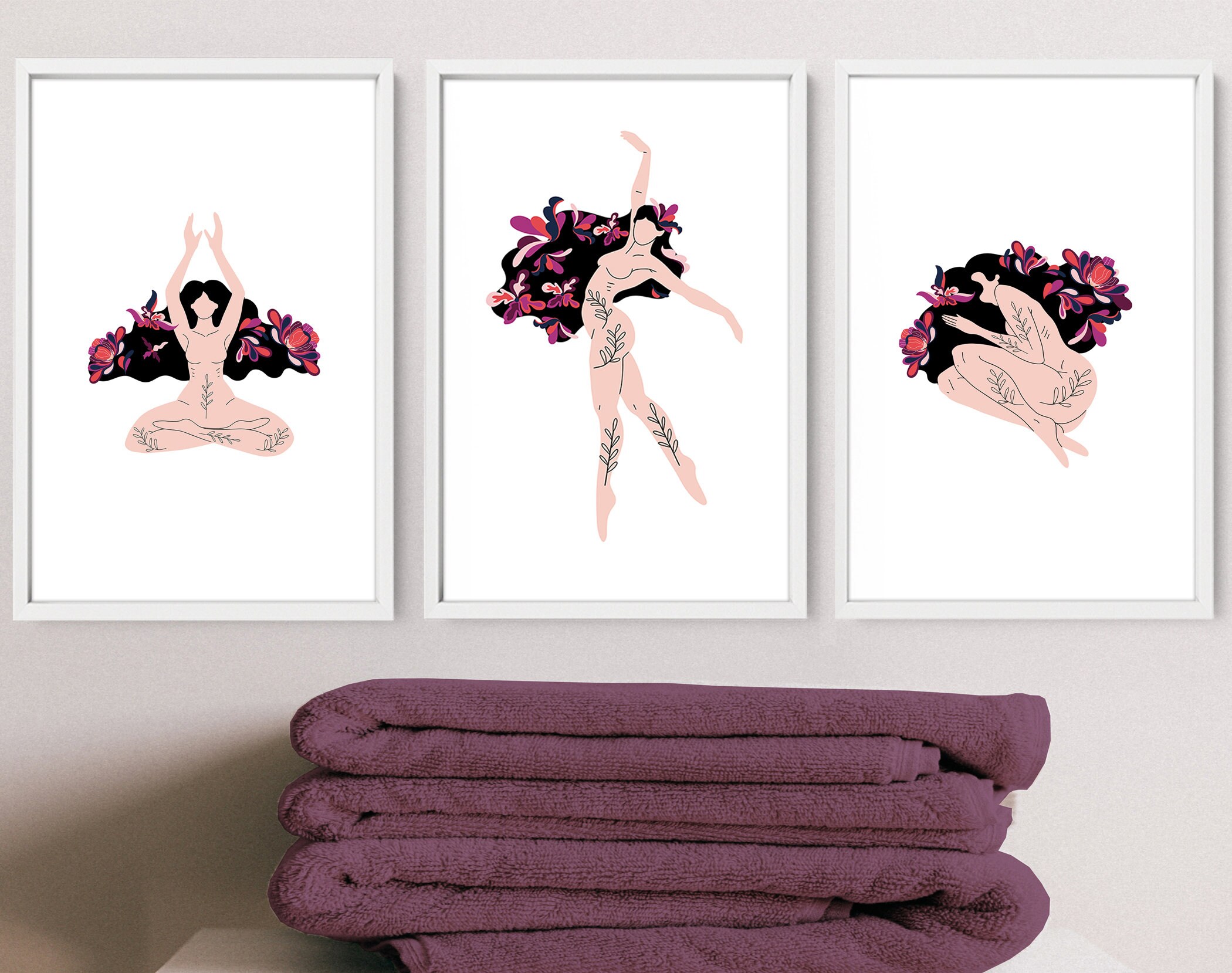 Spa Bathroom Art Botanical Bathroom Plant Print Set of 3 | Etsy