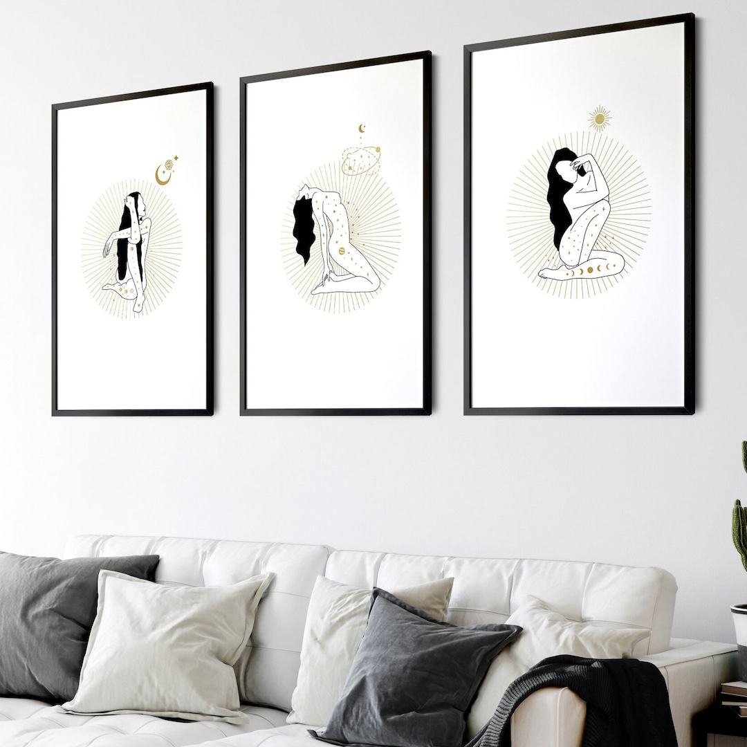 Yoga Poses Framed Set of 3 Wall Art Prints for a Relaxing Meditation ...