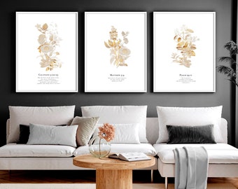 Gold Modern Botanical Bible Verse wall art Prints, Set of 3 Bible Sketches Framed art prints, Modern Christianity wall art home decor