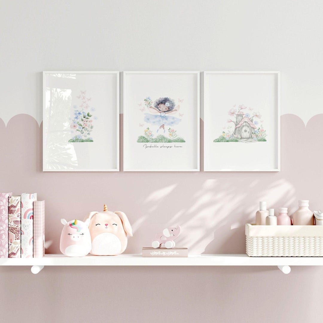 Fairy Tale Nursery Wall Art, Set of 3 Framed Wall Art for Girls Room ...