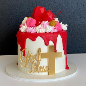 God Bless Acrylic Cake Charm | Cake Decor | Baptism Cake Charm