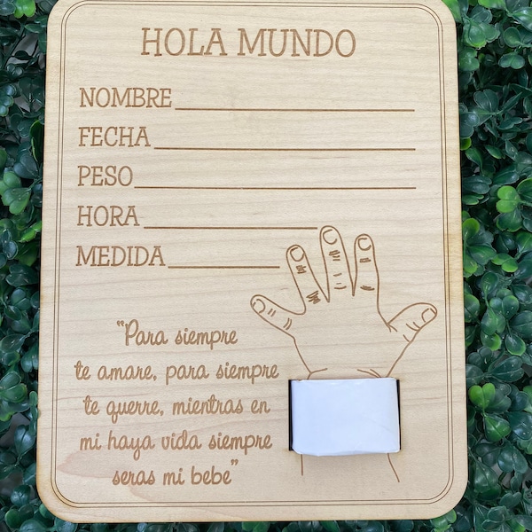 Hola Mundo Anuncio de Infante || Placa de Pulsera Hospitalaria || Accesorio para fotografía de bebé