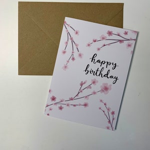 Happy Birthday cherry blossom birthday greeting card