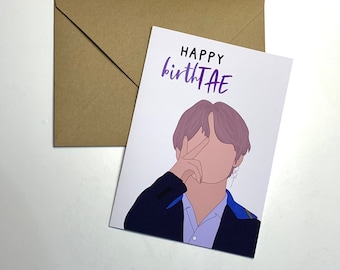 Feliz Aniversário TAE Cartão de felicitações de aniversário do BTS