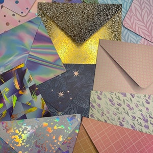 Mystery 5x7 handmade envelopes - multipack - all colours, floral patterns, metallic and holo designs available