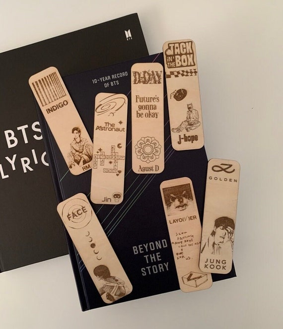 Engraved Wooden Bookmarks, BTS Set of 7, ARMY, Bangtan, Book Lover