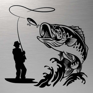 Fisherman svg, Fisher svg, Fishing svg, Bass Fishing svg, Fisherman Silhouette, Fisherman Vector, Fisher Cut File, Fisherman Decal