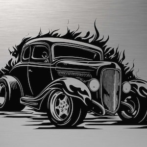 Hot Rod SVG, Vintage Car SVG, Muscle Car Silhouette, Retro Car svg, Hot Rod Cut files, Hot Rod DXF, Classic Car Vector, Svg files for Cricut