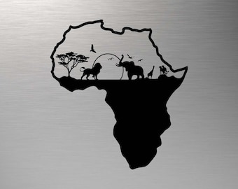Africa Map SVG: Wildlife Silhouette Clipart (Digital Download)