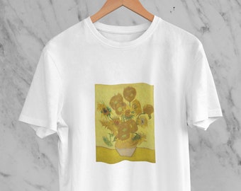 Van Gogh Graphic T-Shirt, White Tee, Vintage, Unisex, 1920's Tee, Aesthetic Trendy Retro 2022, Sunflowers, Art, Gift, Mothers Day Present