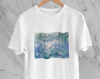 Monet Graphic T-Shirt, White Tee, Vintage, Unisex, 1920's Tee, Aesthetic Trendy Retro 2022, Claude Monet, Impressionism, Water Lilies