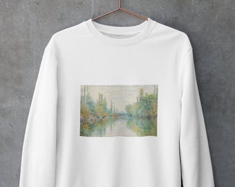 Monet Graphic Sweatshirt, White Sweater, Vintage, Unisex, 1920's Tee, Aesthetic Trendy Retro 2022, Claude Monet, Impressionism, Jumper