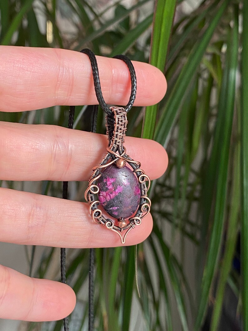 purple renaissance copper Victorian healing pink mystical vintage Medieval Charm with Sugilite unique rare handmade pendant necklace