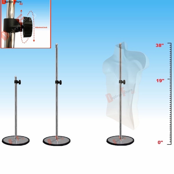 Metal Base Adjustable Tabletop Stand * For use with Hollow Half form open back Mannequins