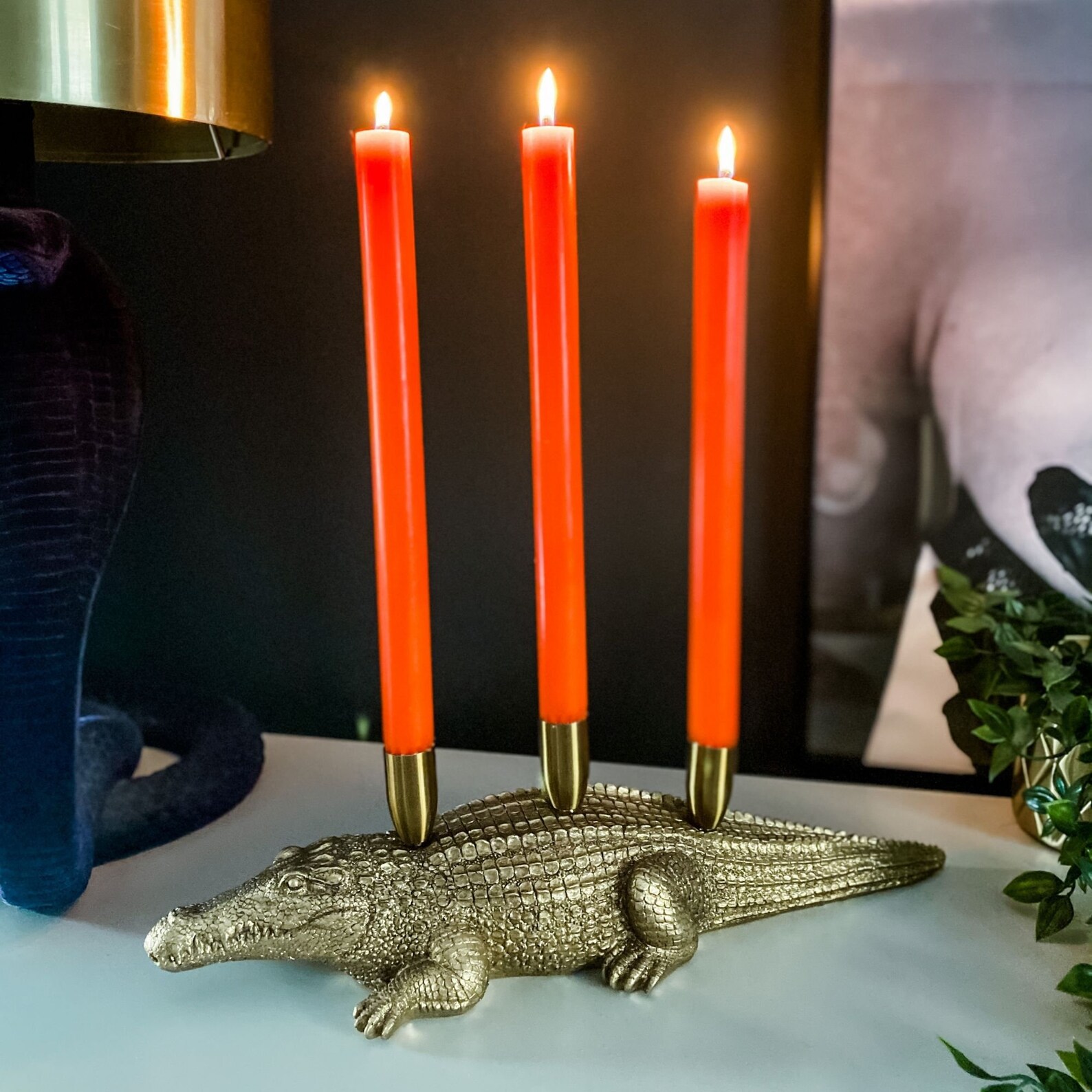 Gold Crocodile Trio Candle Holder Etsy