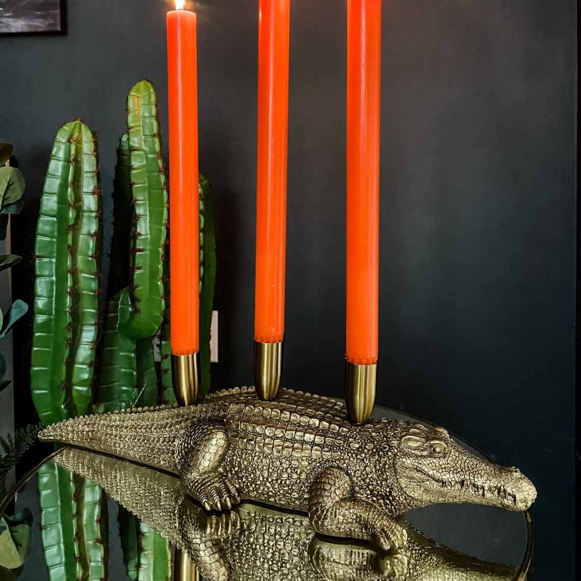 Gold Crocodile Trio Candle Holder Etsy