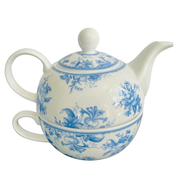 Prachtige porseleinen Wittard van Chelsea "Blue Chintz" thee voor één/theepot en beker/cadeau